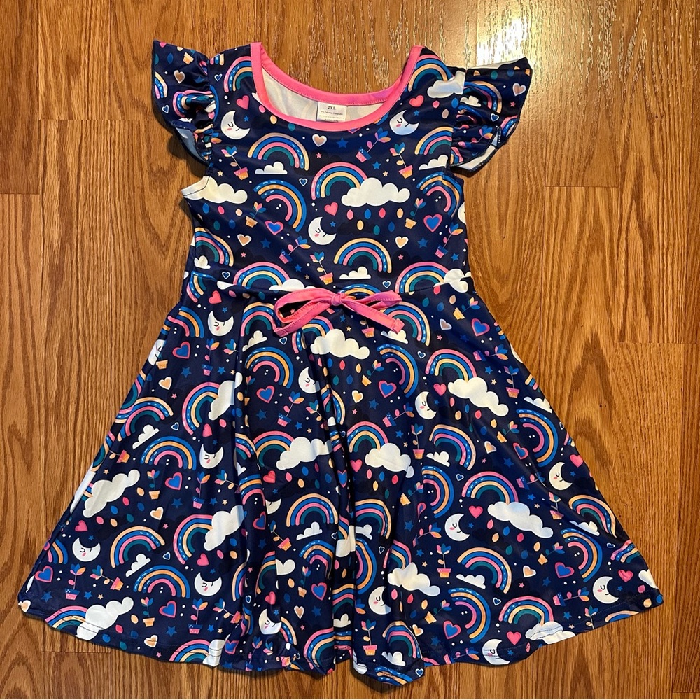 Navy Rainbow Dreams twirl Dress